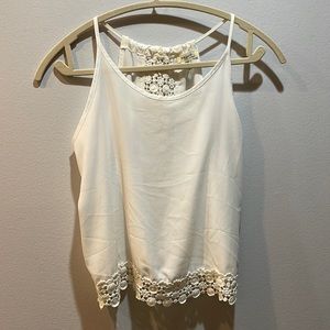 Off-white crochet detail chiffon top S